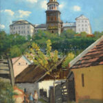 Liszi P. K. jelzéssel: Pannonhalma. Olaj, vászon, 41x32 cm. Dekoratív fakeretben. - Image 2