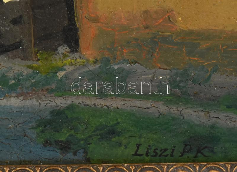 Liszi P. K. jelzéssel: Pannonhalma. Olaj, vászon, 41x32 cm. Dekoratív fakeretben. - Image 3