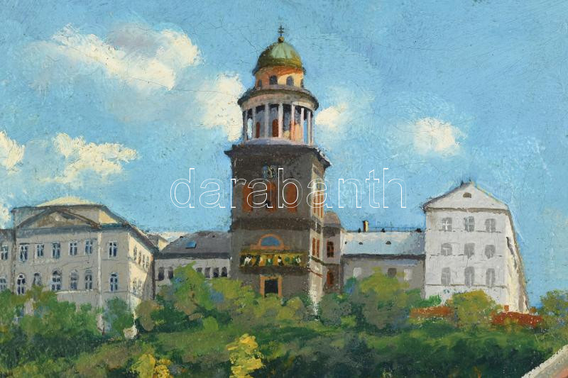Liszi P. K. jelzéssel: Pannonhalma. Olaj, vászon, 41x32 cm. Dekoratív fakeretben. - Image 4