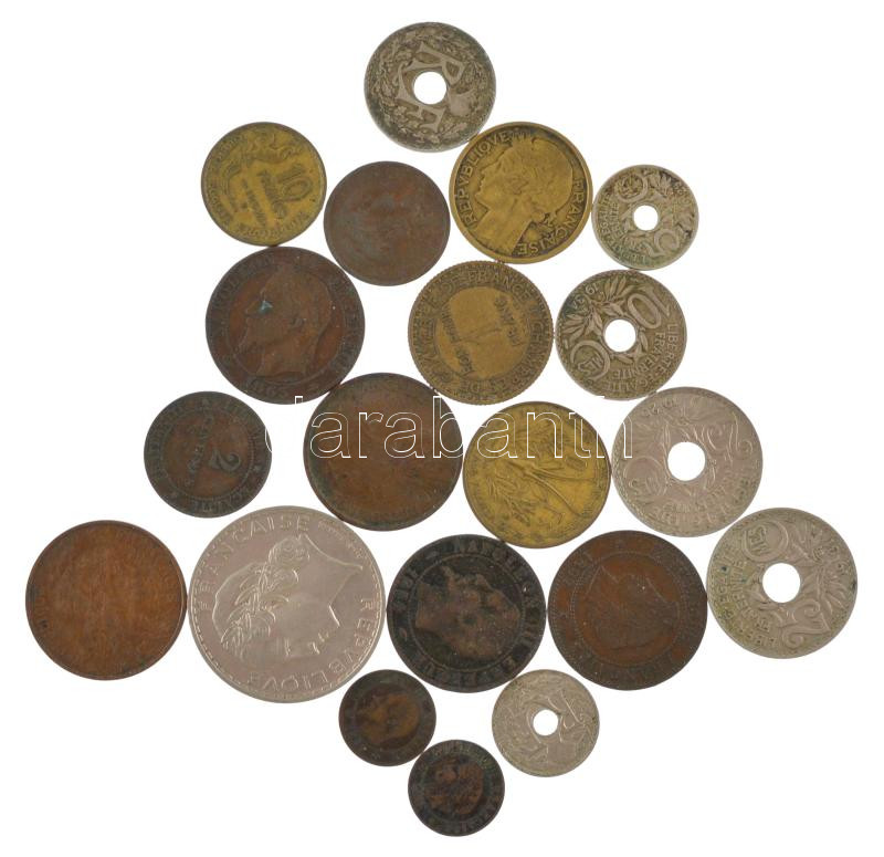 Franciaország ~1890-1950. 20db vegyes fémpénz T:vegyes France ~1890-1950. 20pcs of mixed coins C:mixed