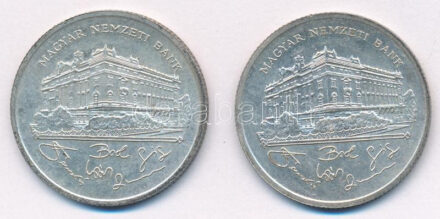 1992. 200Ft Ag 'MNB' (2x) T:AU,XF patina Adamo F13