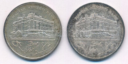 1992. 200Ft Ag 'MNB' (2x) T:AU,XF patina Adamo F13