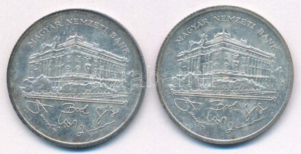 1992. 200Ft Ag 'MNB' (2x) T:AU,XF patina Adamo F13