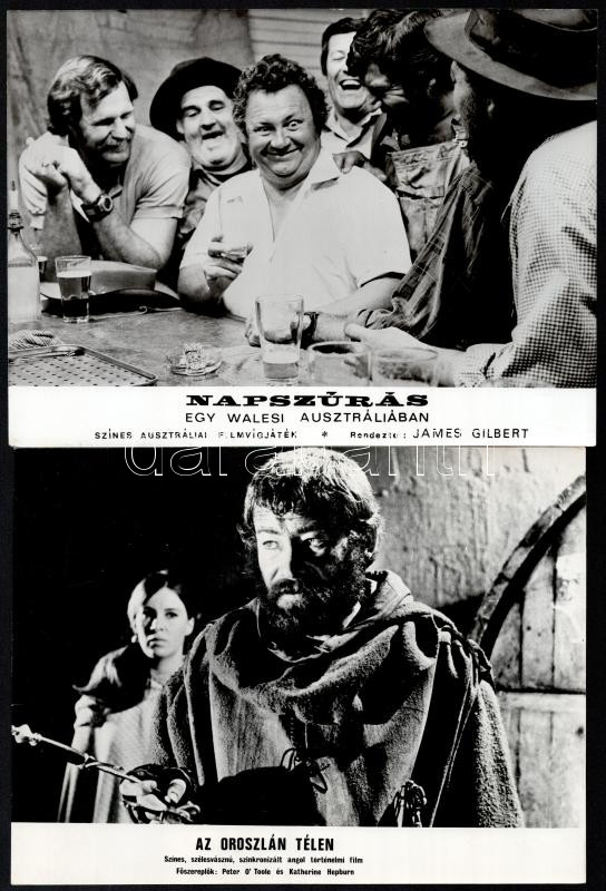 cca 1987 előtt készült külföldi filmekből egy-egy jelenet, 23 db vintage produkciós filmfotó, ezüst zselatinos fotópapíron, a használatból eredő (esetleges) kisebb hibákkal, 18x24 cm