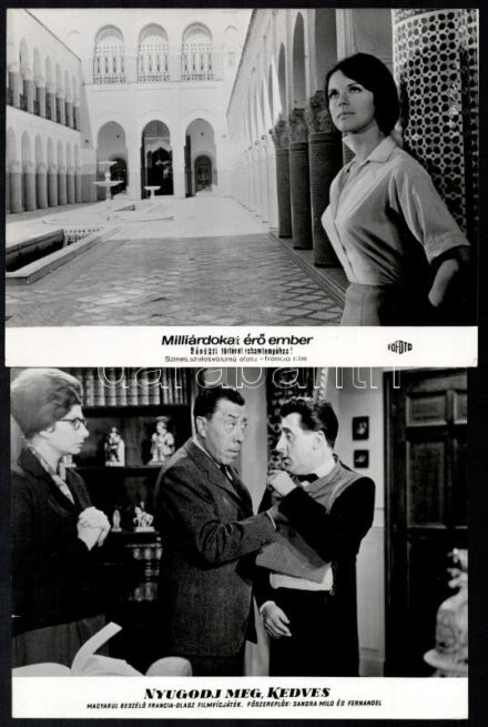 cca 1989 előtt készült külföldi filmekből egy-egy jelenet, 21 db vintage produkciós filmfotó, ezüst zselatinos fotópapíron, a használatból eredő (esetleges) kisebb hibákkal, 18x24 cm