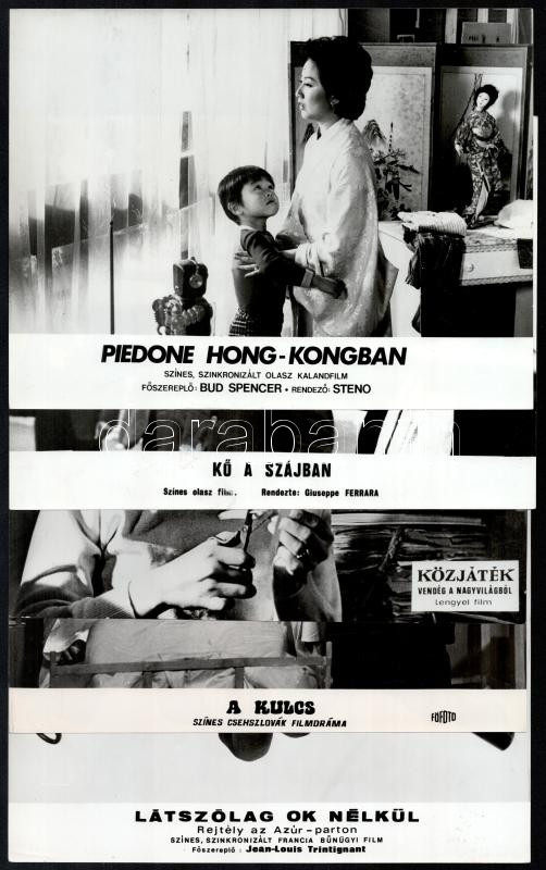 cca 1989 előtt készült külföldi filmekből egy-egy jelenet, 21 db vintage produkciós filmfotó, ezüst zselatinos fotópapíron, a használatból eredő (esetleges) kisebb hibákkal, 18x24 cm - Image 4