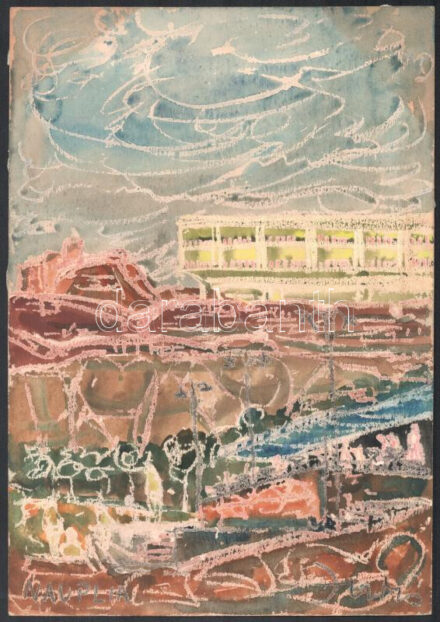 Olvashatatlan Juno v. Jumo?) jelzéssel: Nauplia, Nafplio (görög táj). Monotípia, papír. 32x22,5 cm