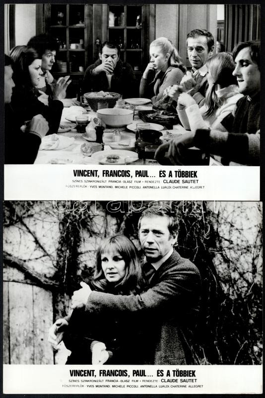 cca 1974 ,,Vincent, Francois, Paul ... és a többiek' című francia - olasz film jelenetei és szereplői (köztük Yves Montand, Gérard Depardieu), 17 db vintage produkciós filmfotó, ezüst zselatinos fotópapíron, a használatból eredő