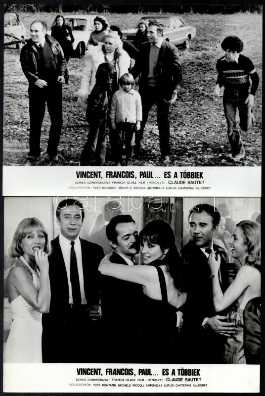 cca 1974 ,,Vincent, Francois, Paul ... és a többiek' című francia - olasz film jelenetei és szereplői (köztük Yves Montand, Gérard Depardieu), 17 db vintage produkciós filmfotó, ezüst zselatinos fotópapíron, a használatból eredő - Image 2