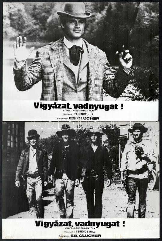 cca 1972 ,,Vigyázat, vadnyugat!' című olasz - francia film jelenetei és szereplői, 17 db vintage produkciós filmfotó, ezüst zselatinos fotópapíron, a használatból eredő (esetleges) kisebb hibákkal, 18x24 cm - Image 3