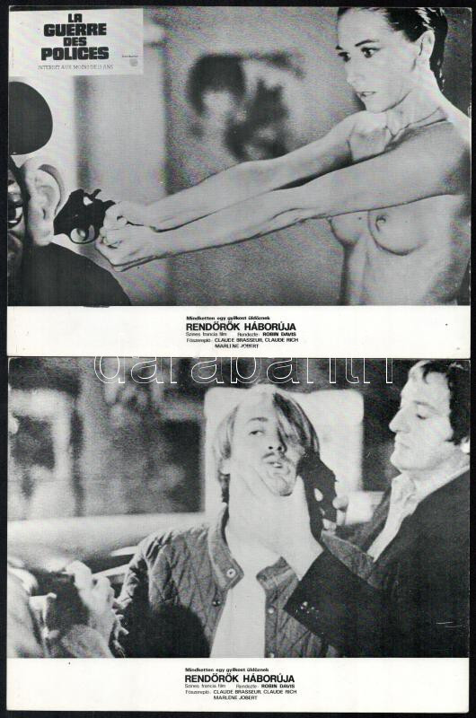 cca 1979 ,,Rendőrök háborúja' című francia film jelenetei és szereplői, 6 db produkciós filmfotó, nyomdatechnikával sokszorosítva, egyoldalas nyomással, 18x24 cm - Image 2