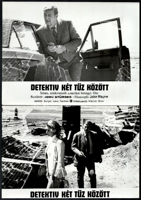 cca 1974 ,,Detektív két tűz között' című amerikai bűnügyi film jelenetei és szereplői, 6 db vintage produkciós filmfotó, ezüst zselatinos fotópapíron, a használatból eredő (esetleges) kisebb hibákkal, az egyik kép