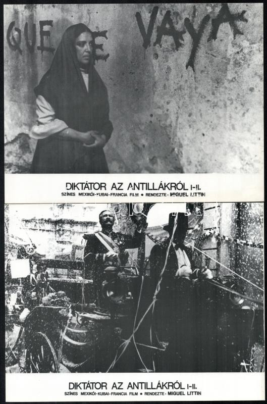 cca 1978 ,,Diktátor az Antillákról' című mexikói - kubai - francia film jelenetei és szereplői, 5 db produkciós filmfotó, nyomdatechnikával sokszorosítva, egyoldalas nyomással, 18x24 cm - Image 2