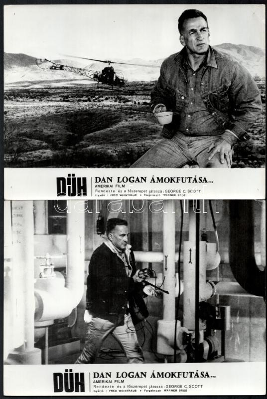 cca 1972 ,,Düh - Dan Logan ámokfutása' című amerikai film jelenetei és szereplői, 5 db vintage produkciós filmfotó, ezüst zselatinos fotópapíron, a használatból eredő (esetleges) kisebb hibákkal, 18x24 cm - Image 2