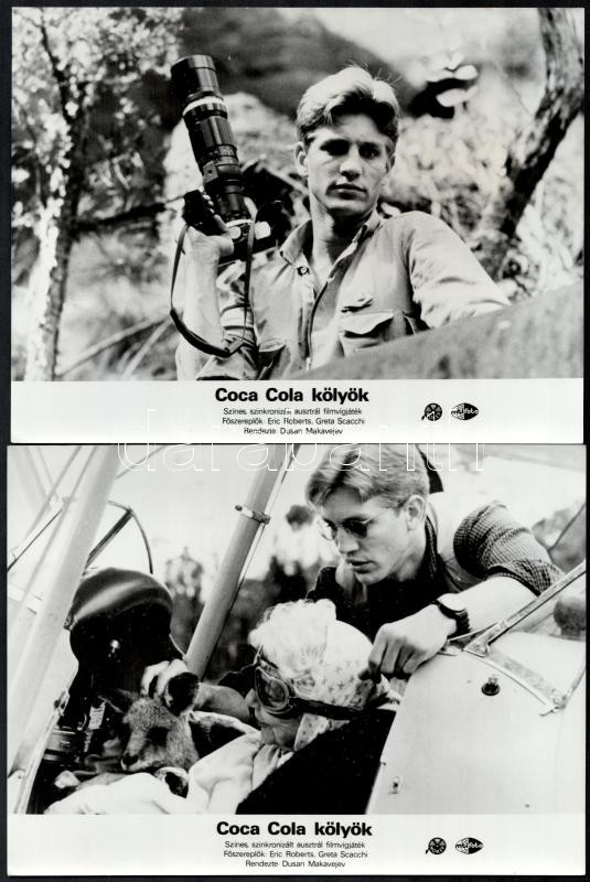 cca 1985 ,,Coca Cola kölyök' című ausztrál filmvígjáték jelenetei és szereplői, 8 db vintage produkciós filmfotó, ezüst zselatinos fotópapíron, a használatból eredő (esetleges) kisebb hibákkal, 18x24 cm