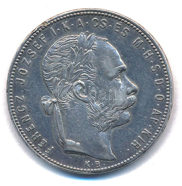1880KB 1Ft Ag 'Ferenc József / Középcímer' T:XF patina, ph. Hungary 1880KB 1 Forint Ag 'Franz Joseph' C:XF patina, edge error Adamo M15