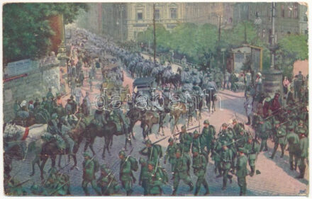 Einzug der verbündeten Truppen in das wiedereroberte Przemysl. Weltkrieg 1914-15. Kilophot 1249. / A szövetséges csapatok bevonulása a visszafoglalt Premyslbe. Világháború 1914-15 / WWI Austro-Hungarian K.u.K. military + 'K.u.K.