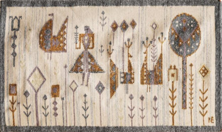 Németh Éva (1930-2019): Falikárpit, kéziszőttes, 170x90 cm Tiszta megkímélt állapotban