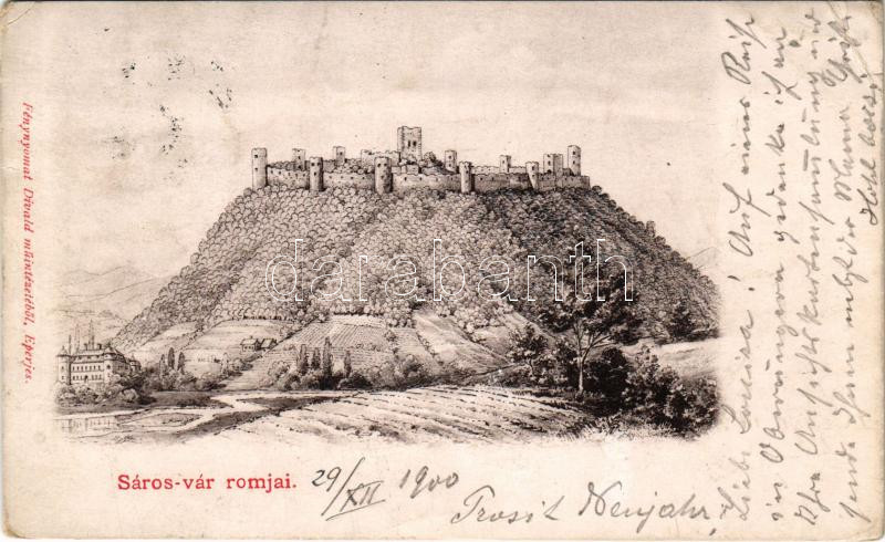 1900 Nagysáros, Velky Saris; Sáros vár romjai. Kiadja Divald / Sarissky hrad / castle ruins (EK)