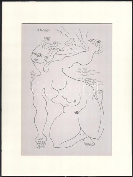 Bán Béla (1909-1972): Akt, nyomat, papír, jelzett a nyomaton, paszpartuban, 27×18,5 cm