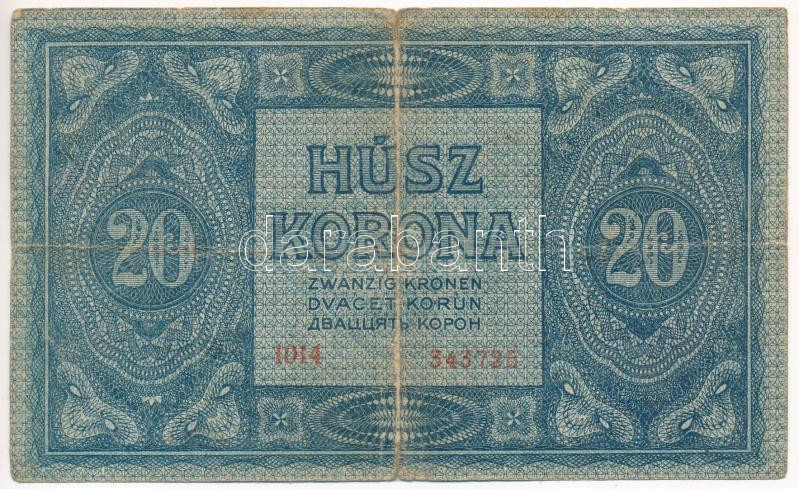 1919. július 15. 20K '1014 343725' T:VG szakadás Adamo K20 - Image 2