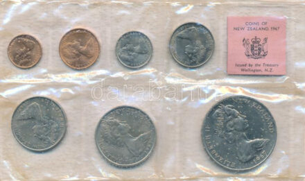 Új-Zéland 1967. 1c-1$ (7xklf) forgalmi sor fóliatokban T:UNC foltos tok New Zealand 1967. 1 Cent - 1 Dollar (7xdiff) coin set in foil packaging C:UNC spotted foil packaging