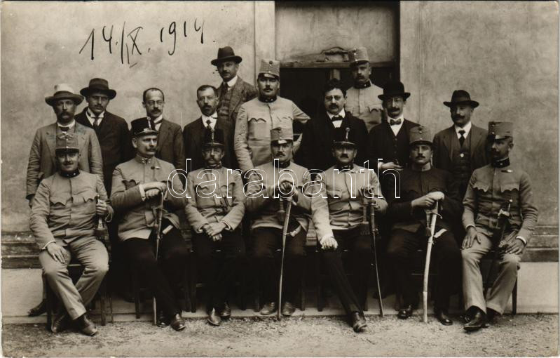 1914 WWI Austro-Hungarian K.u.K. military, group of officers and soldiers. photo + 'K.u.K. Reservespital in Krems