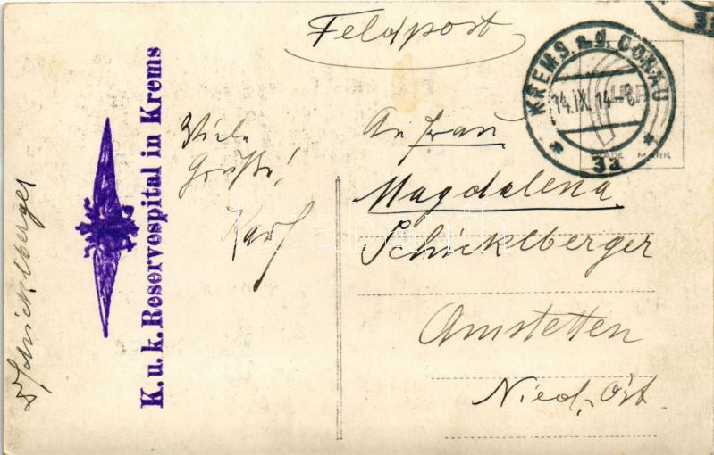 1914 WWI Austro-Hungarian K.u.K. military, group of officers and soldiers. photo + 'K.u.K. Reservespital in Krems - Image 2