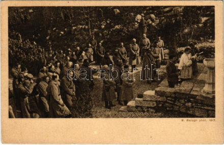 Feldmesse. Reingewinn zugunsten der Witwen u. Waisen von Gefallenen an der Isonzofront. Verlag Isonzofonds. Feldpost 515. Serie III. / Tábori mise / WWI Austro-Hungarian K.u.K. military, field mass. R. Balogh phot. 1917. (EK)