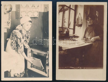 Konyhabelsők, 4 db fotó, 13,5×9 cm