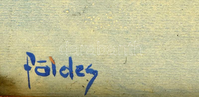 Földes Imre (1881-1948): Zenélő bohóc kutyával. Olaj, karton. Jelzett. Dekoratív, üvegezett fakeretben, hátoldalán Hochhauser képkerezető 1920 körüli címkéjével. 37x27 cm / oil on board, signed, framed - Image 2