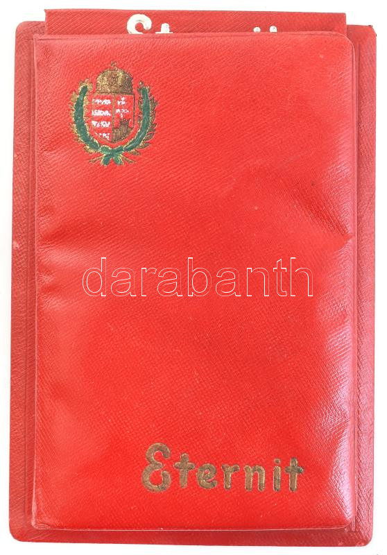 100 db számolócédula tömbben, címerrel díszített tartóban, használatlan