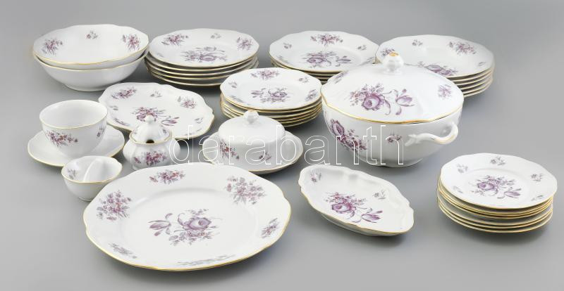 Bohemia porcelán étkészlet, matricás, jelzett, kis kopásnyomokkal