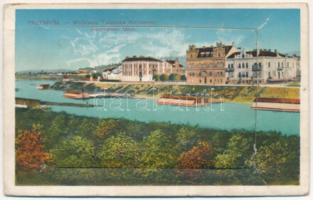 1916 Przemysl, Wybrzeze Tadeusza Kosciuszki / Kosciuszko Quai / leporellocard with 10 pictures, including railway station (glue marks)