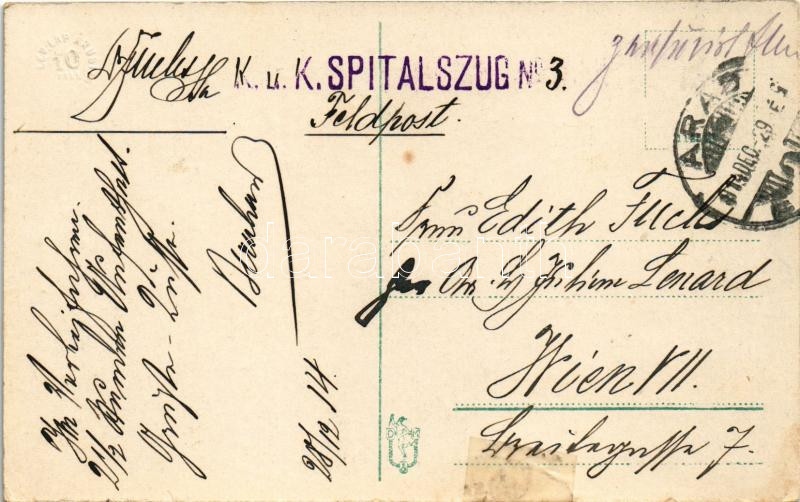 1914 Arad, Kossuth park / park + 'K.u.K. Spitalszug No. 3.' (r) - Image 2