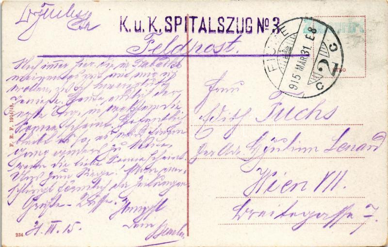 1915 Fiume, Rijeka; Piazza Adamich / square, Grand Hotel Europe + 'K.u.K. Spitalszug No. 3.' - Image 2