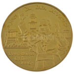 Lebó Ferenc (1960-) 1996. 'II. János Pál pápa látogatása - Pannonhalma, Győr' aranyozott bronz emlékérem kapszulában (42,5mm) T:PP fo.