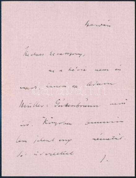 1911 Szép Ernő (1884-1953) költő, regényíró, újságíró levele Wollner Ágneshez