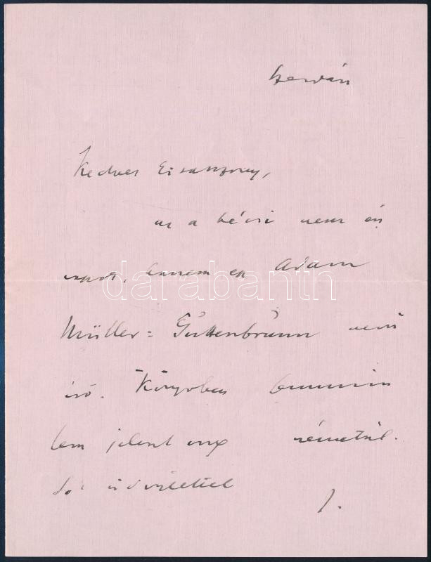 1911 Szép Ernő (1884-1953) költő, regényíró, újságíró levele Wollner Ágneshez