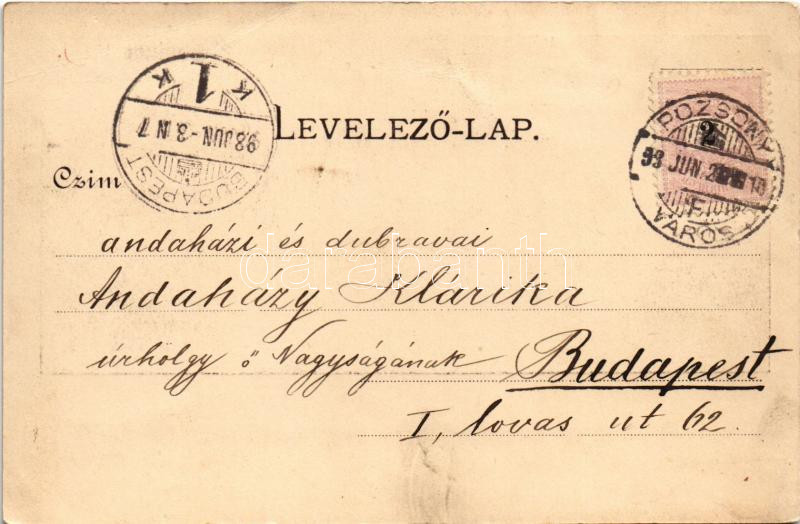1898 (Vorläufer) Pozsony, Pressburg, Bratislava; Posonium 1709. (EK) - Image 2