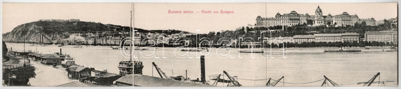1906 Budapest, Citadella, királyi vár, építkezés. 3-részes kinyitható panorámalap / 3-tiled folding panoramacard (r)