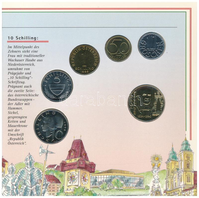 Ausztria 1980. 10gr-20Sch (6xklf) karton dísztokban T:UNC Austria 1980. 10 Groschen - 20 Schilling (6xdiff) in cardboard case C:UNC - Image 2