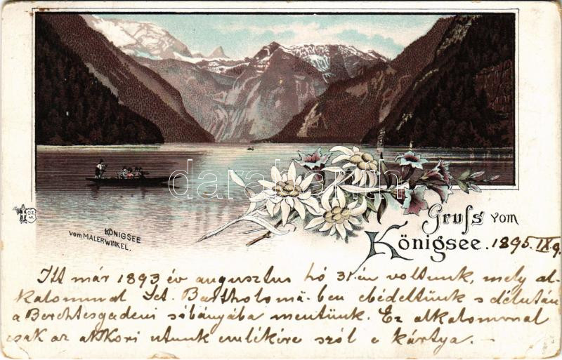 1895 (Vorläufer) Königsee vom Malerwinkel. Art Nouveau, floral, litho (EK)