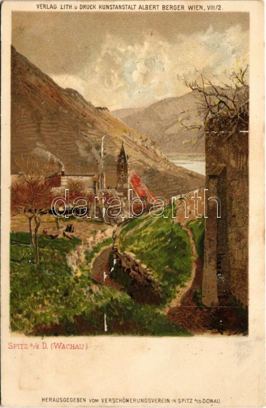 Spitz an der Donau (Wachau). Kunstanstalt Albert Berger litho