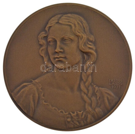 Berán Lajos (1883-1943) 1931.'Budapesti emlék' kétoldalas bronz emlékérem modern utánverete (79mm) T:AU