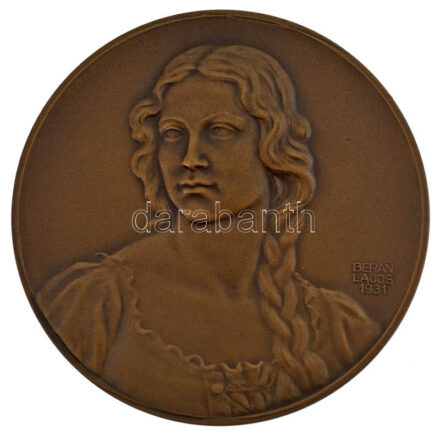 Berán Lajos (1883-1943) 1931.'Budapesti emlék' kétoldalas bronz emlékérem modern utánverete (79mm) T:AU