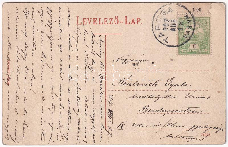1907 Tarcsa, Tarcsafürdő, Bad Tatzmannsdorf; Vízgyógyintézet / spa / Wasserheil-Anstalt (EK) - Image 2