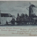 1899 (Vorläufer) Sásony, Windten, Winden am See; templom és szélmalom este. Amon & Wolf / Kirche und Windmühle am Nacht / church and winmill at night (EK)