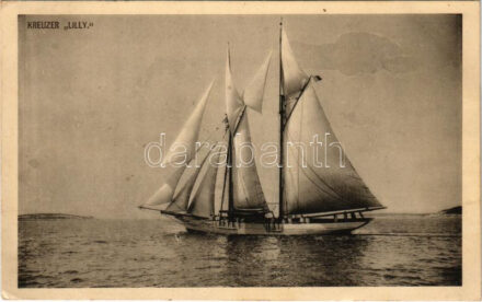 1916 'Lilly' az Osztrák-Magyar Haditengerészet vitorlás jachtja / Kreuzeryacht Lily. K.u.K. Kriegsmarine / Austro-Hungarian Navy cruiser yacht. Phot. Alois Beer. Verlag F. W. Schrinner (EK)