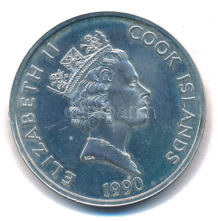 Cook-szigetek 1990. 50$ Ag 'Jacques Cartier - Amerika 500 éves' T:UNC kis patina Cook Islands 1990. 50 Dollars Ag 'Jacques Cartier - 500 Years of America' C:UNC small patina Krause KM#43
